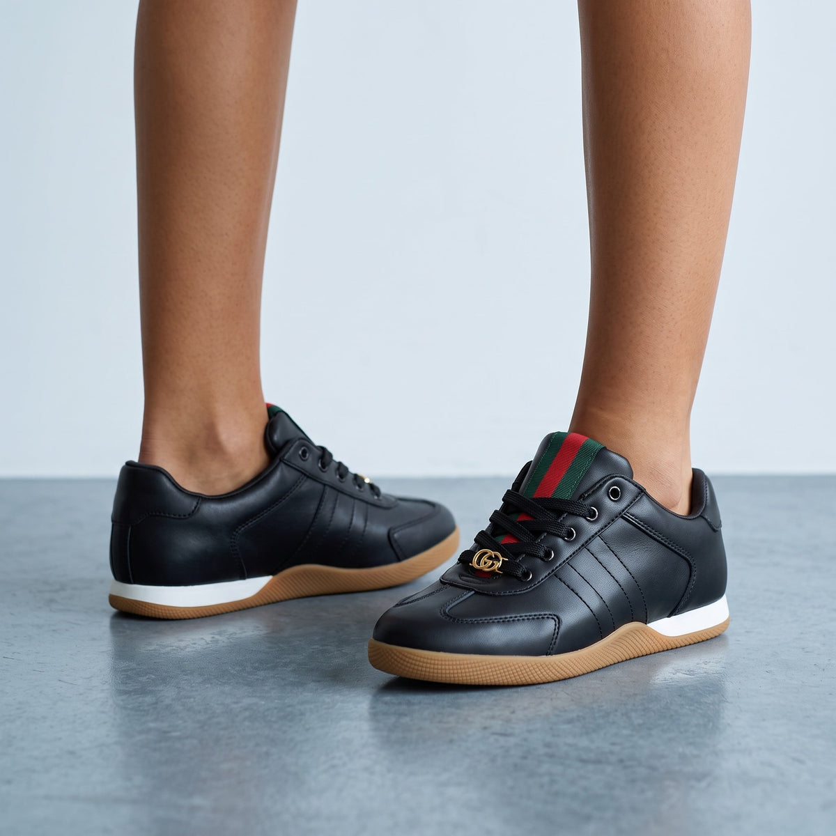 Gucci Ace Leather Sneakers — Black