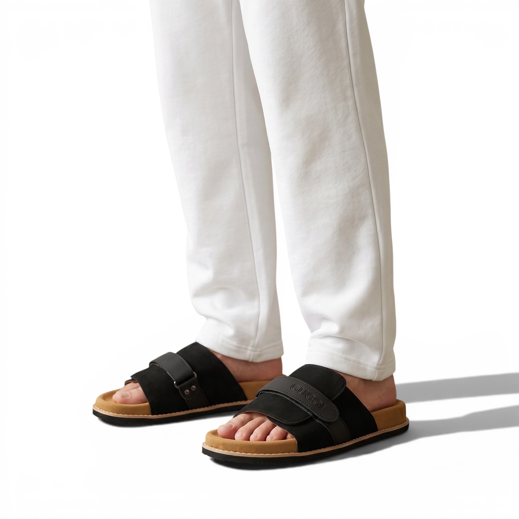 Gucci Black Comfort Slides – Premium Adjustable Summer Sandals 🖤👡