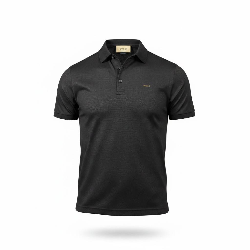 🖤 Gucci Black Polo Shirt with Subtle Monogram – Sleek Luxury Essential 👕🔥