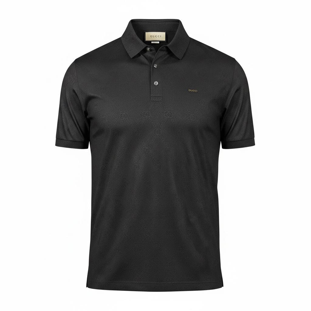 🖤 Gucci Black Polo Shirt with Subtle Monogram – Sleek Luxury Essential 👕🔥