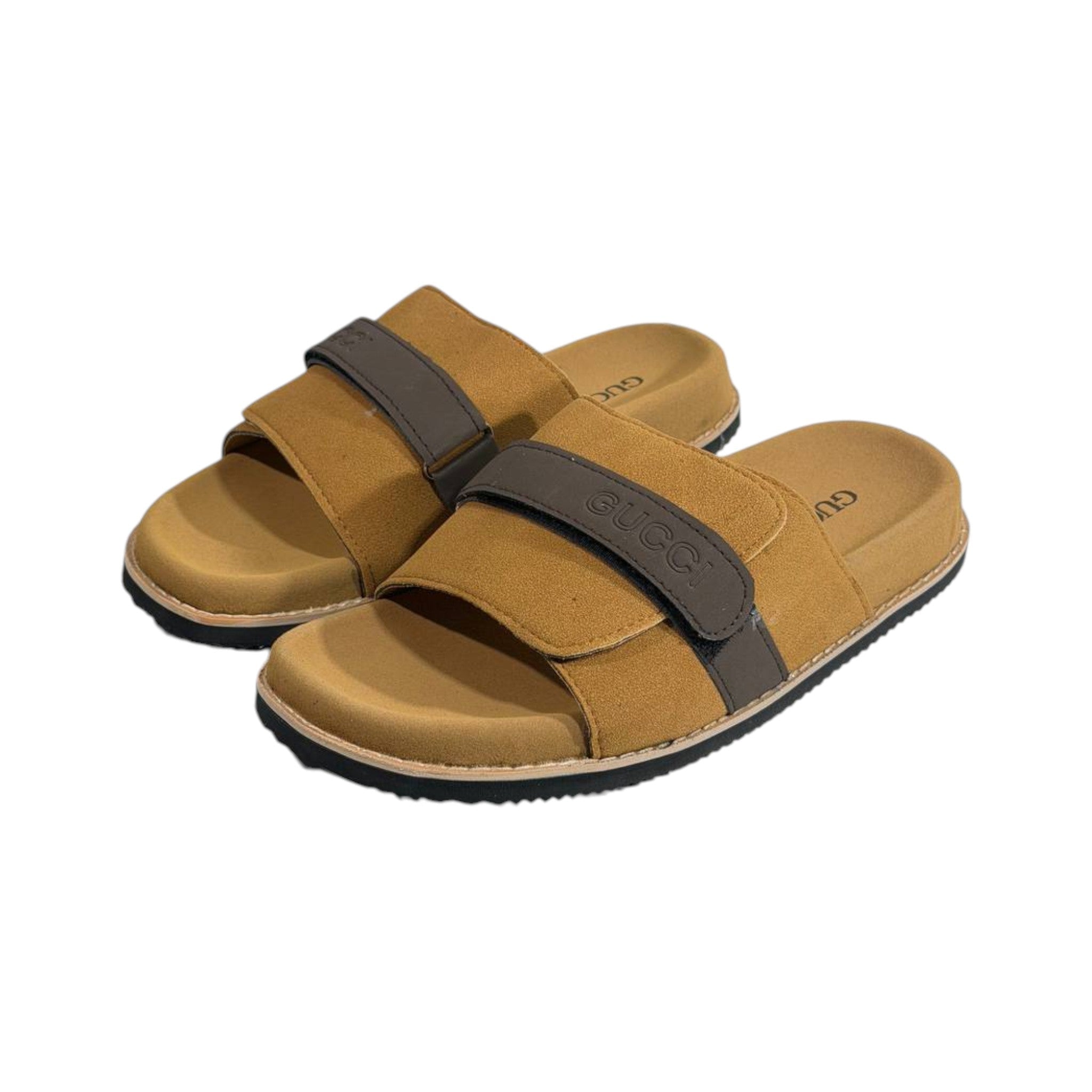 Gucci Camel Comfort Slides – Premium Adjustable Luxury Sandals 🤎👡