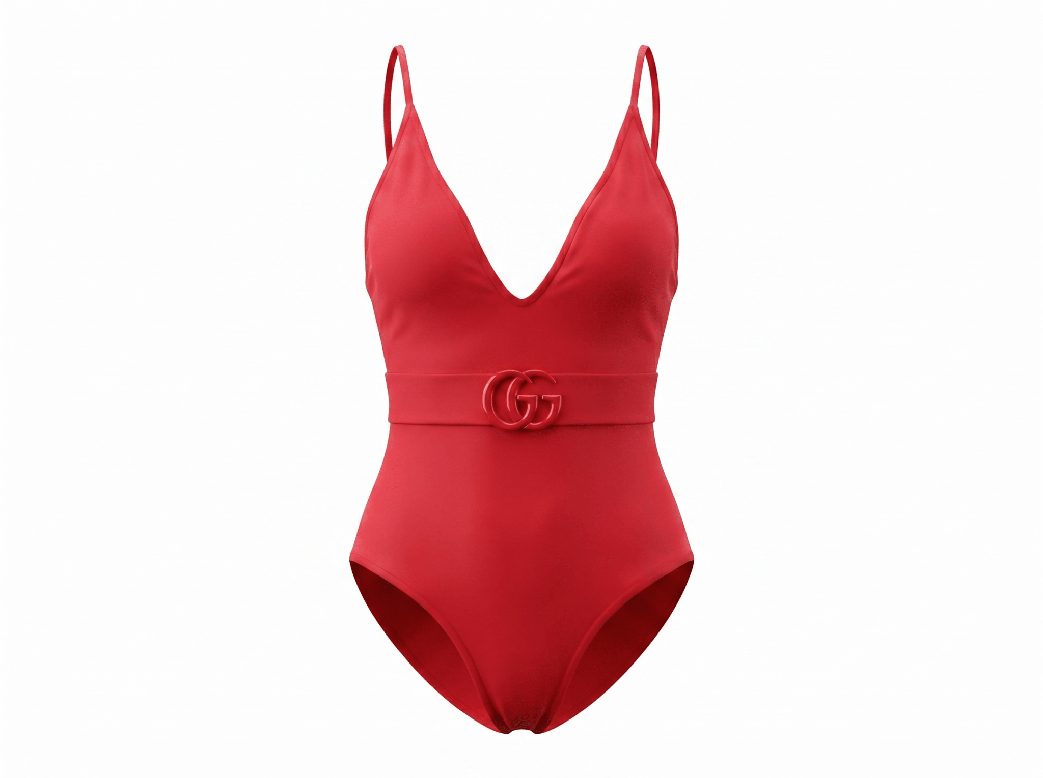 Gucci GG Belted One-Piece Swimsuit – Ruby Red ❤️🌴