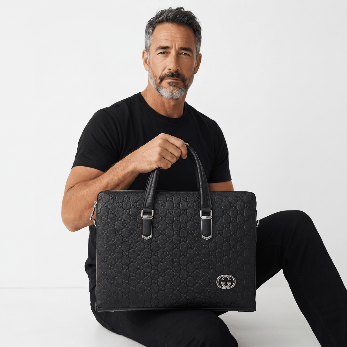 Gucci GG Embossed Leather Briefcase