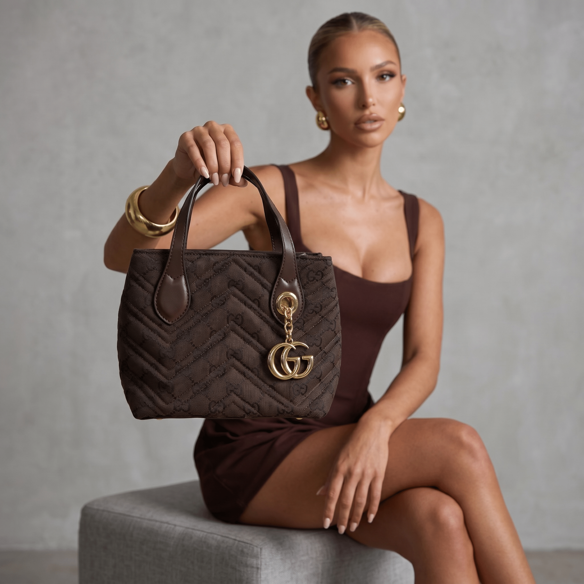Gucci GG Matelassé Mini Tote Bag – Chocolate Brown 🤎✨
