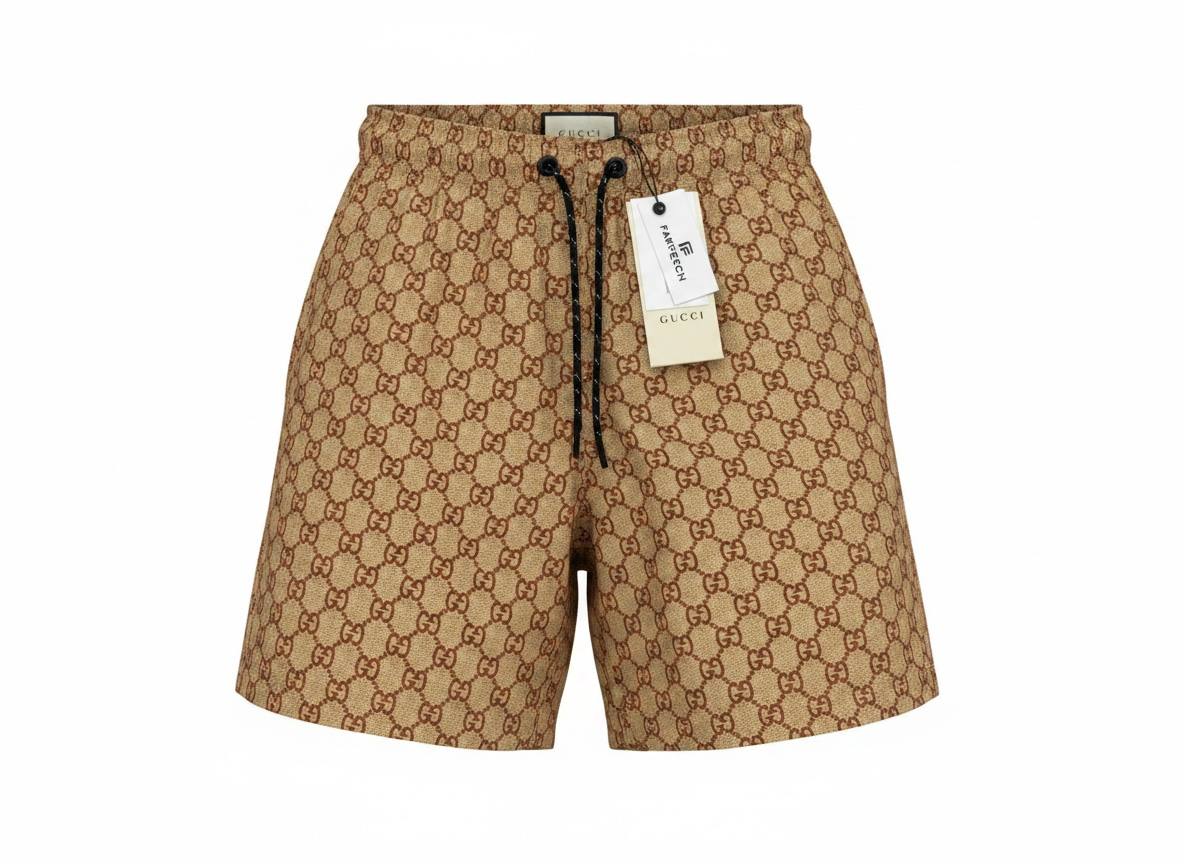 Gucci GG Monogram Swim Shorts 🟤 | Beige Classic Luxury Summer Fit