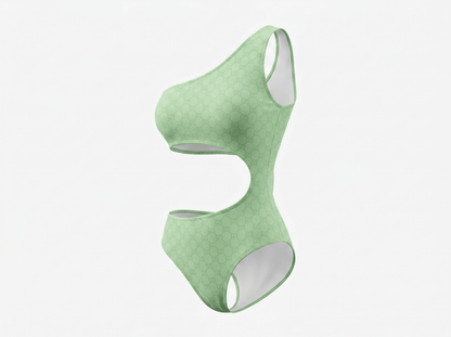 Gucci GG One-Shoulder Cut-Out Swimsuit – Mint Green 💚