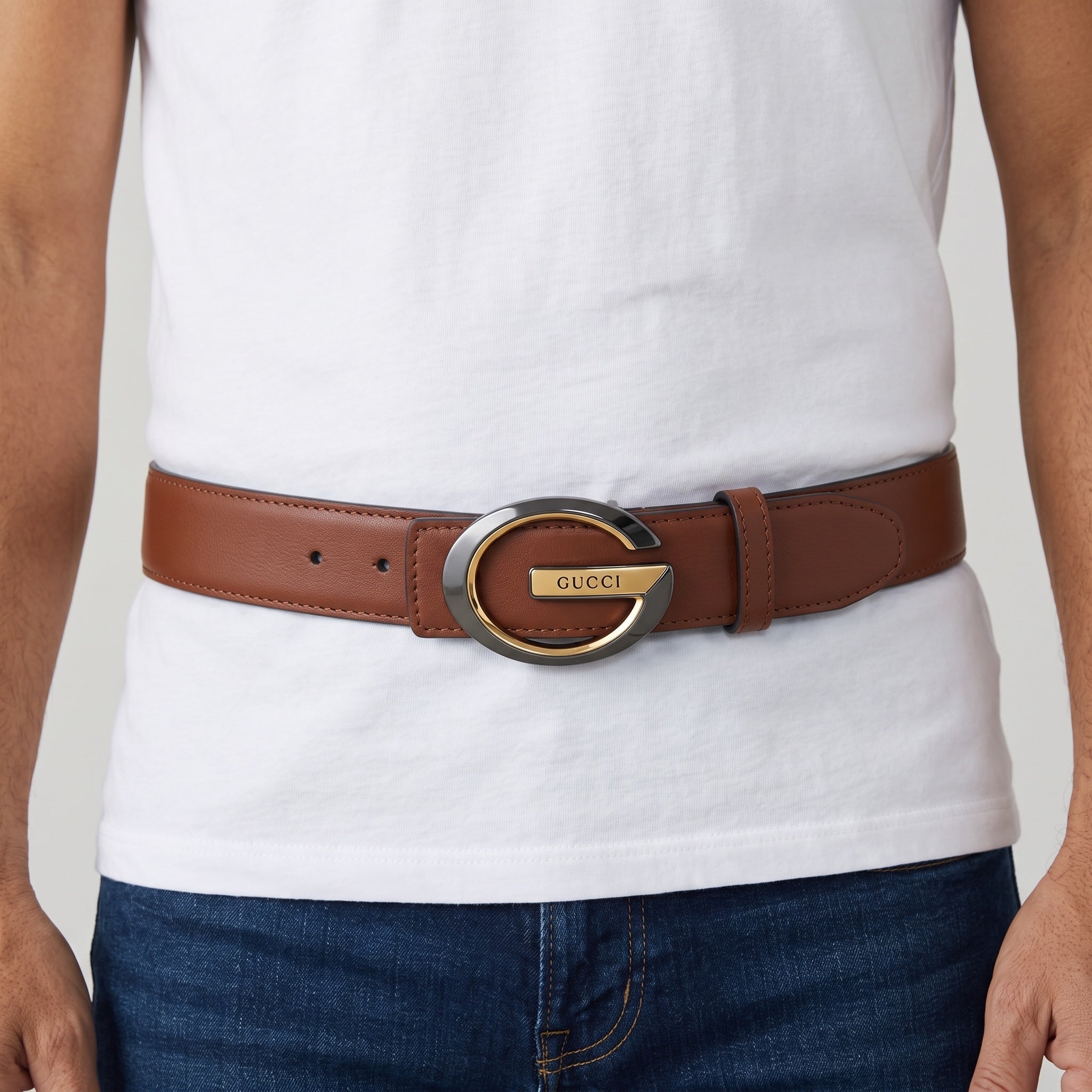 Gucci Leather Belt – Brown G Logo Buckle 🟤🪙
