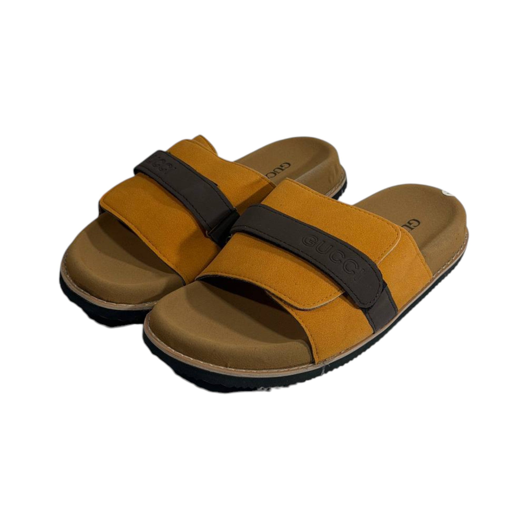 Gucci Mustard Comfort Slides – Premium Adjustable Luxury Sandals 💛👡