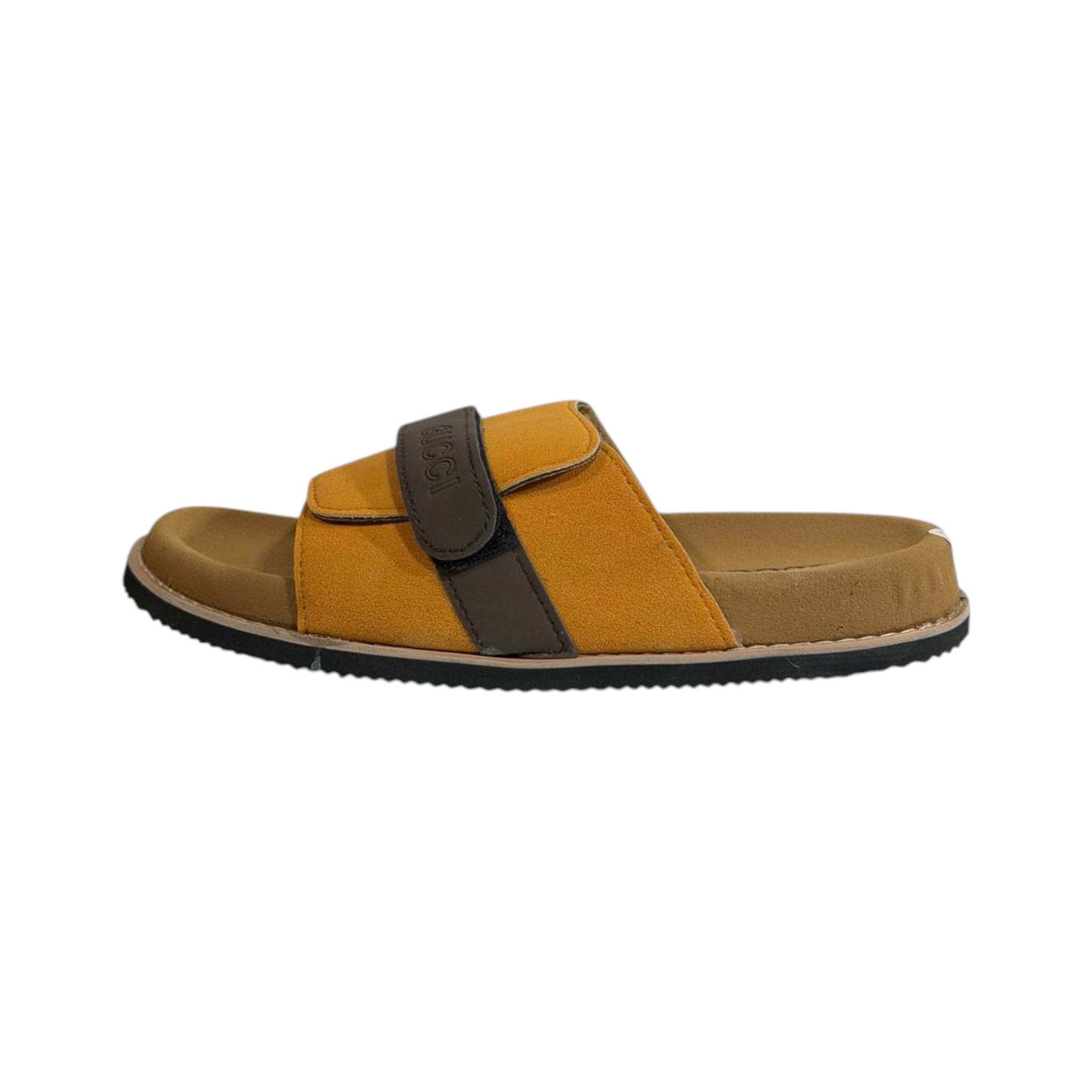 Gucci Mustard Comfort Slides – Premium Adjustable Luxury Sandals 💛👡