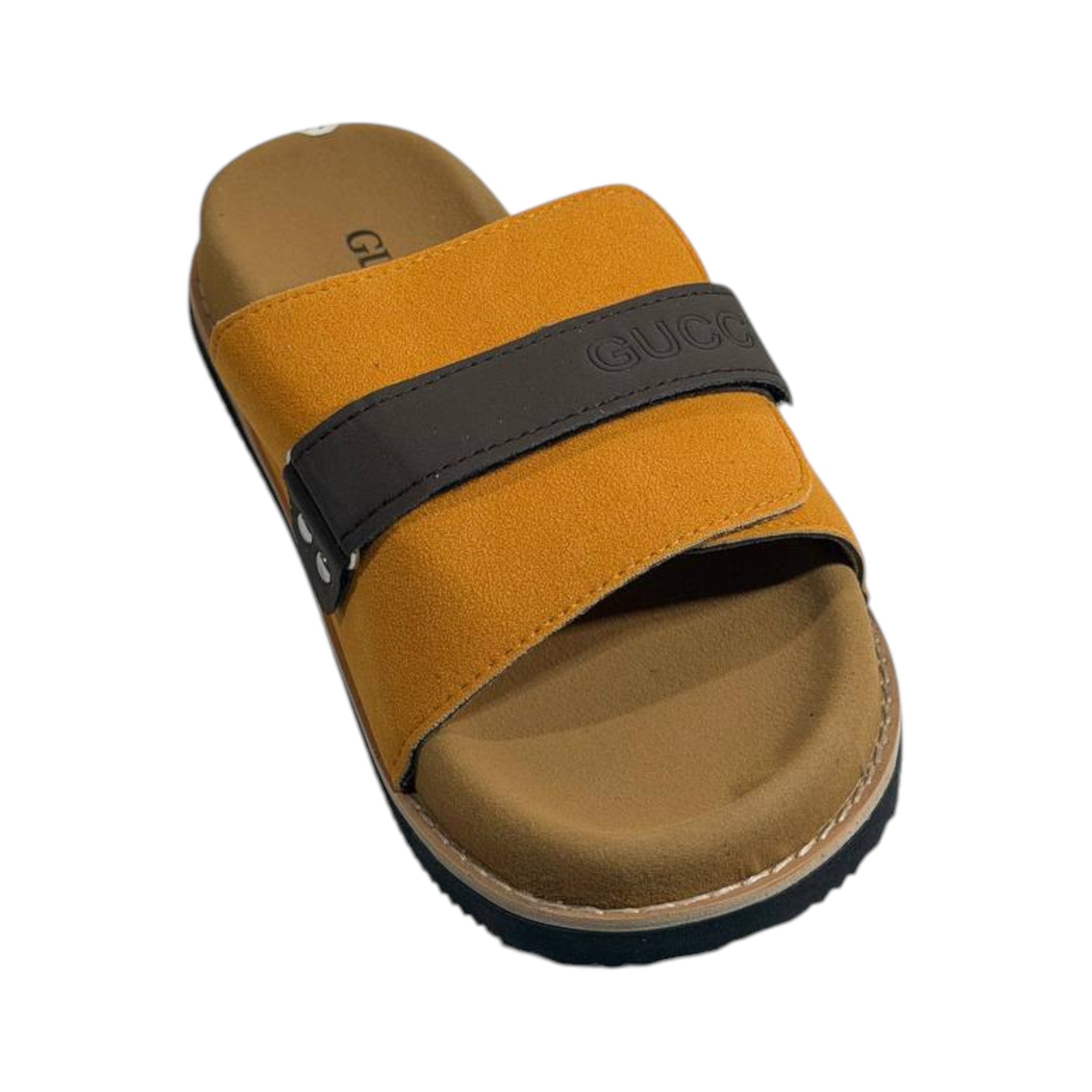 Gucci Mustard Comfort Slides – Premium Adjustable Luxury Sandals 💛👡