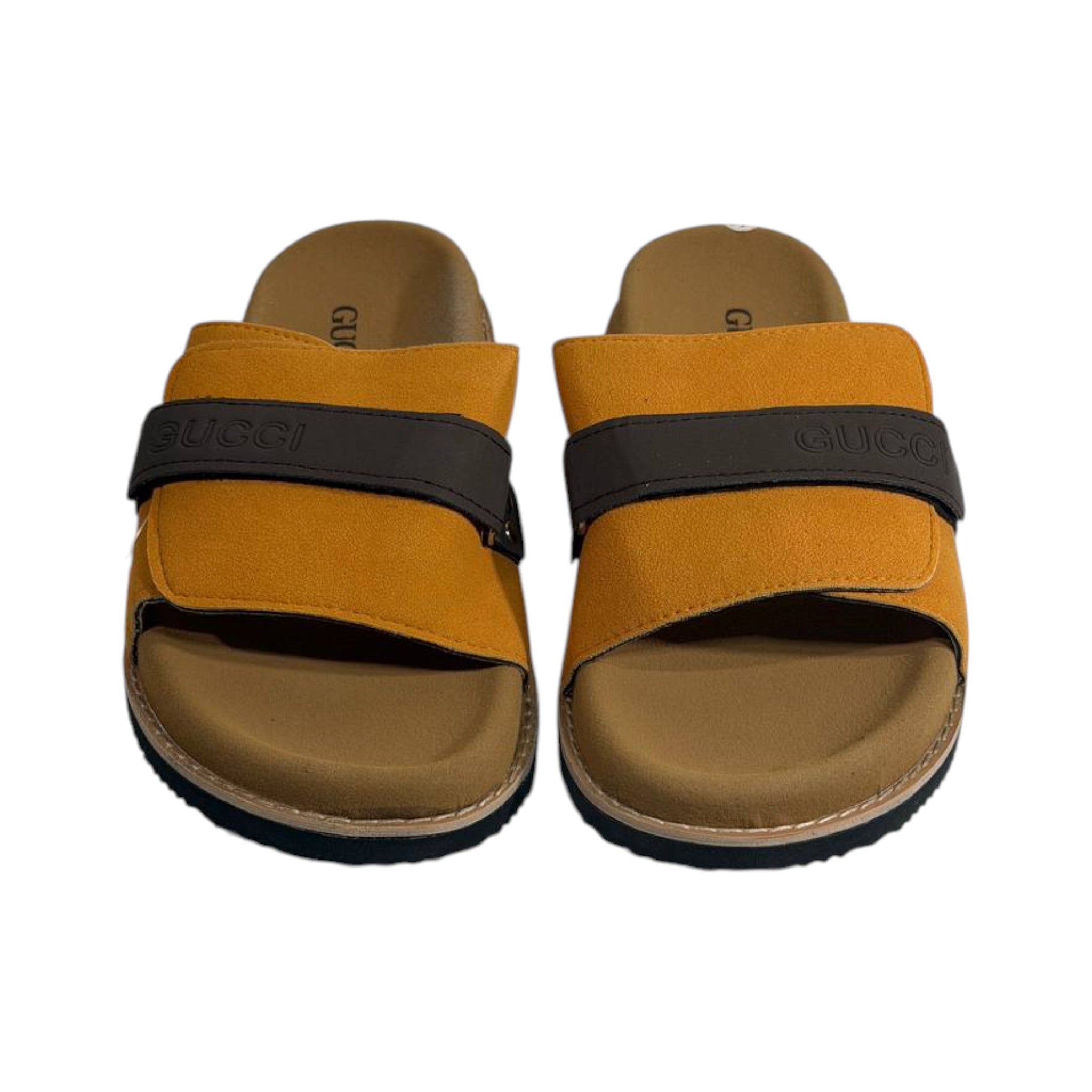 Gucci Mustard Comfort Slides – Premium Adjustable Luxury Sandals 💛👡