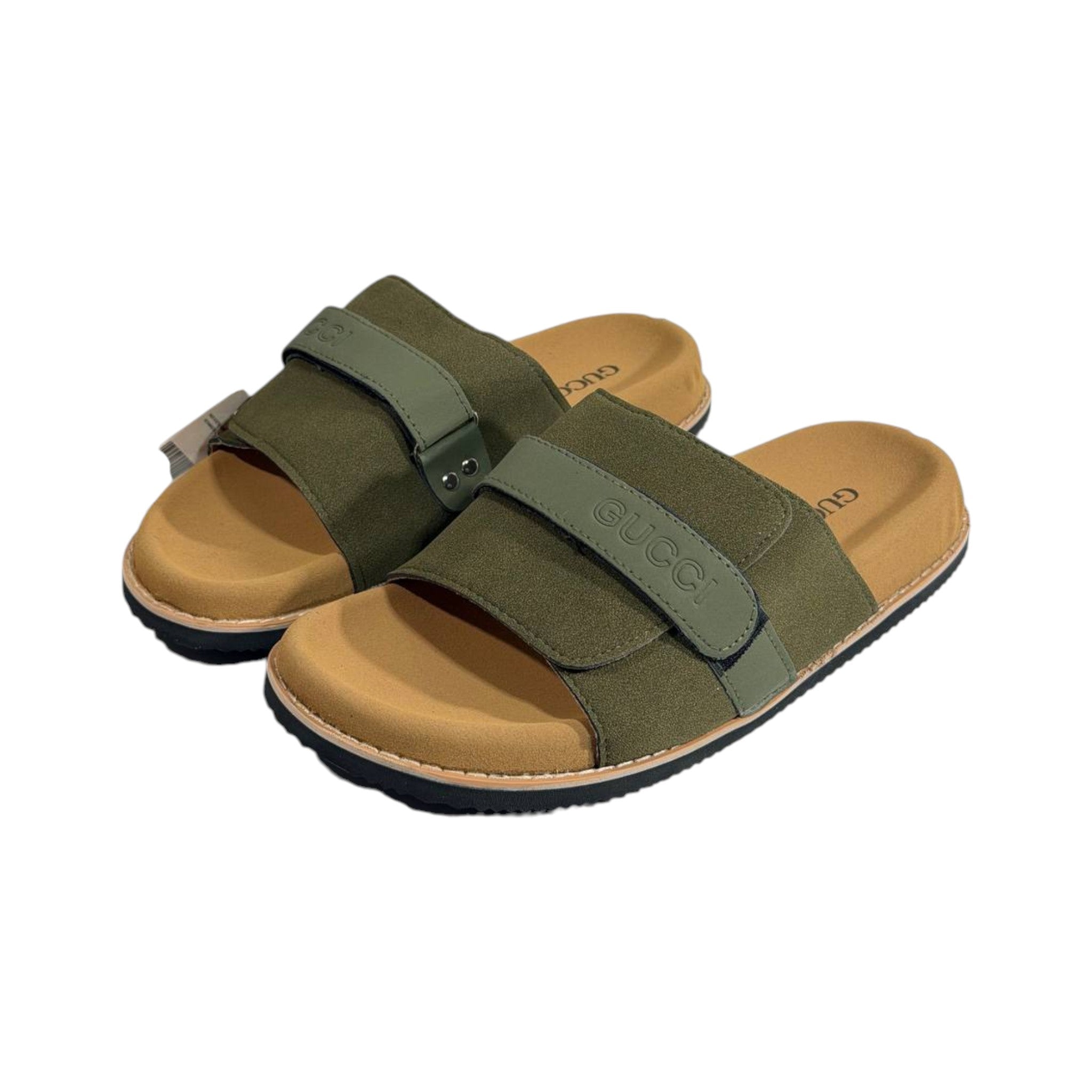 Gucci Olive Green Comfort Slides – Premium Adjustable Luxury Sandals 💚👡