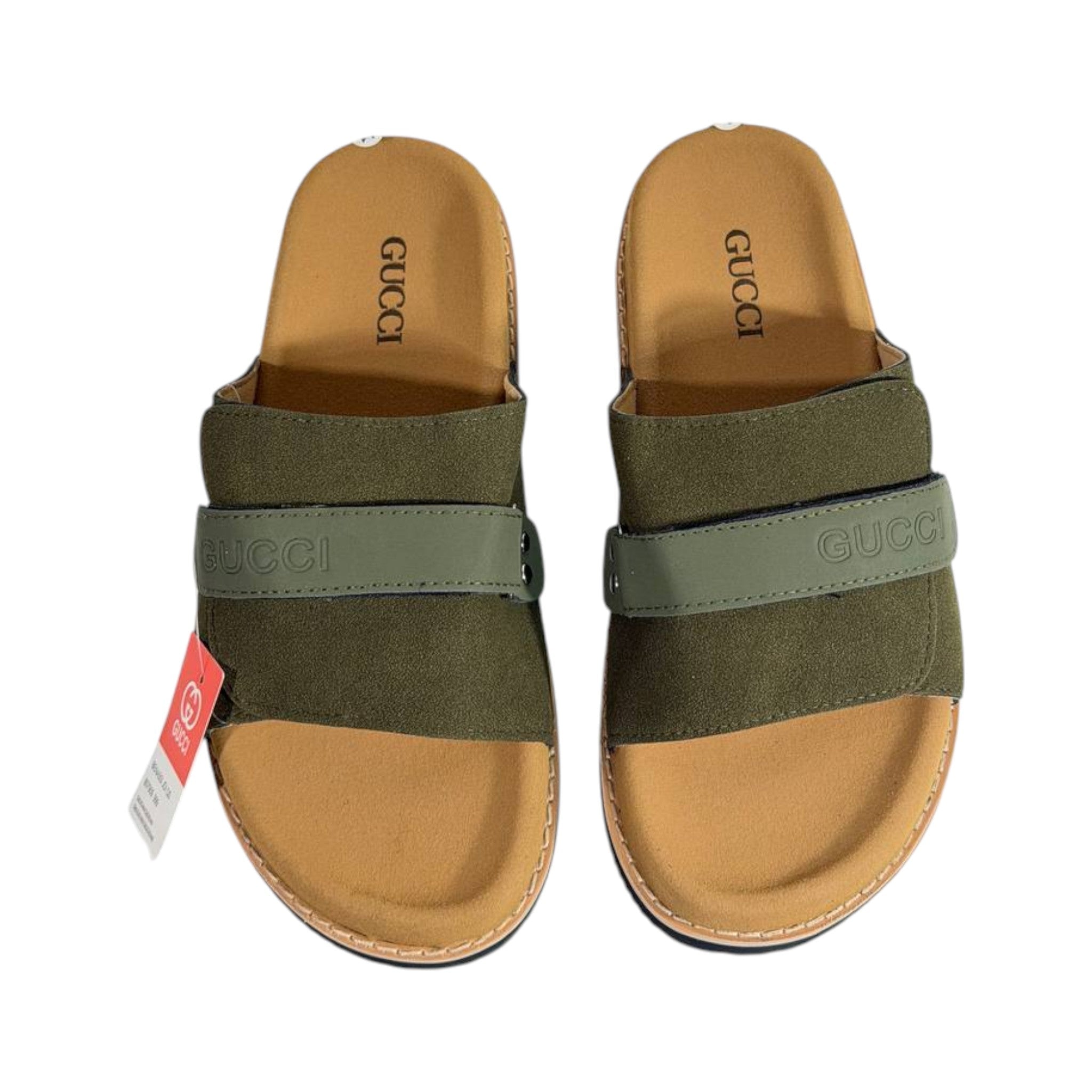 Gucci Olive Green Comfort Slides – Premium Adjustable Luxury Sandals 💚👡