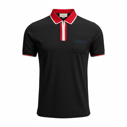 Gucci Signature Stripe Polo – Black & Red Edition 🔴🖤 | Luxury Street Style