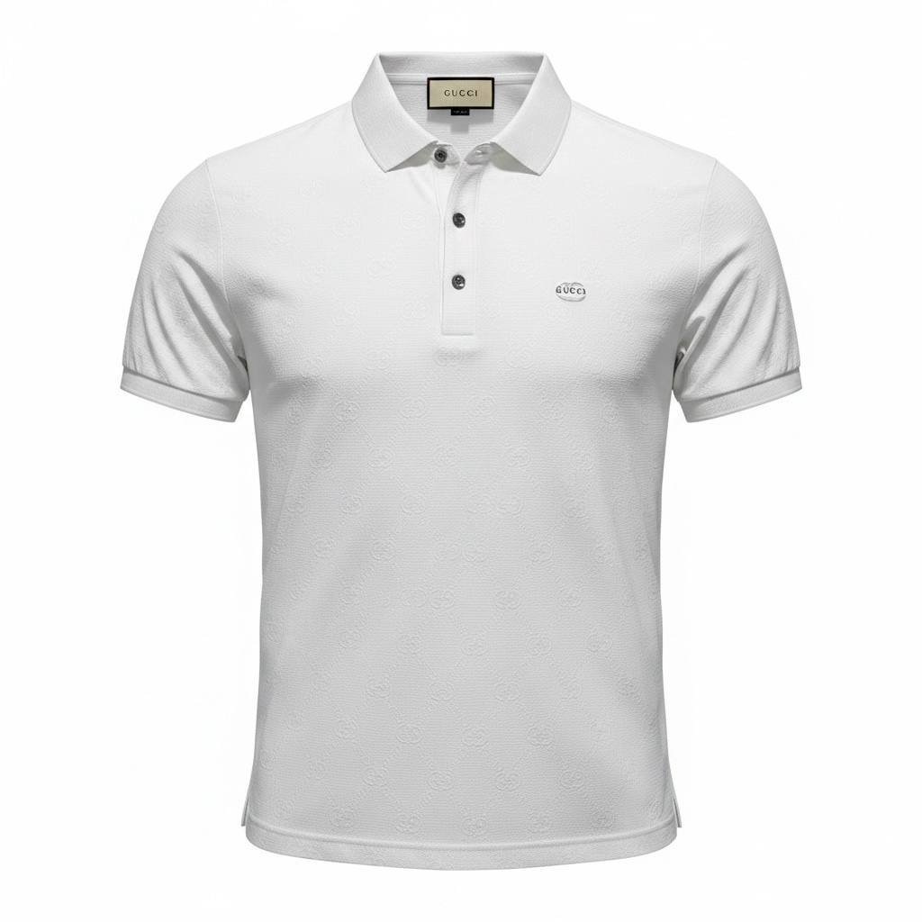 🤍 Gucci White Monogram Polo Shirt – Minimal Luxury Essential 👕✨