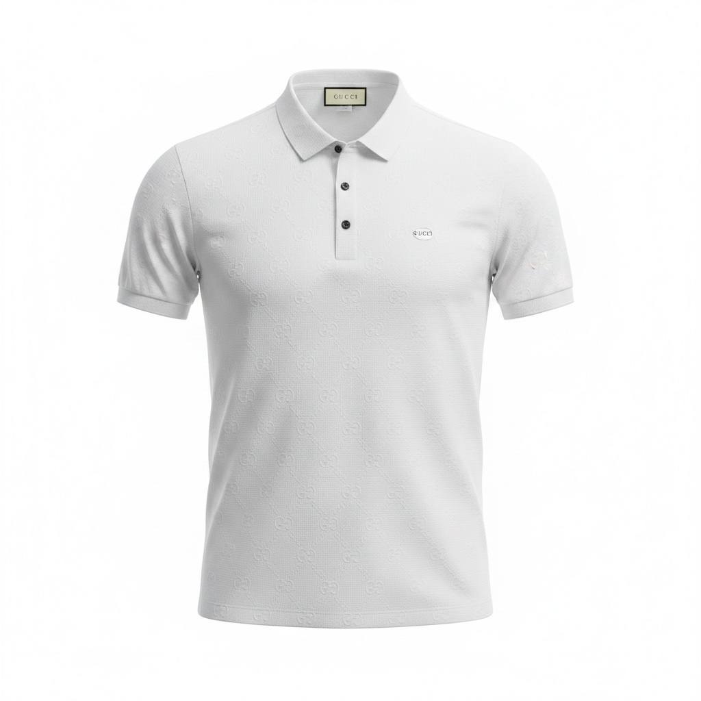 🤍 Gucci White Monogram Polo Shirt – Minimal Luxury Essential 👕✨