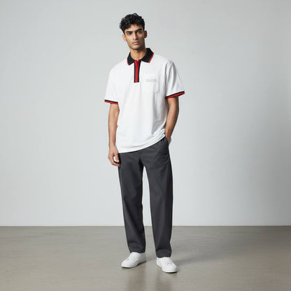 🤍 Gucci White Polo Shirt with Web Stripe Detail – Iconic Luxury Fit 👕🔥