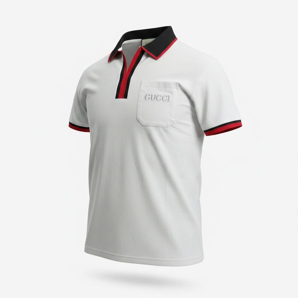 🤍 Gucci White Polo Shirt with Web Stripe Detail – Iconic Luxury Fit 👕🔥
