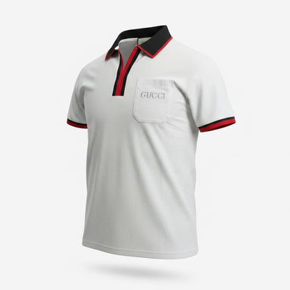 🤍 Gucci White Polo Shirt with Web Stripe Detail – Iconic Luxury Fit 👕🔥