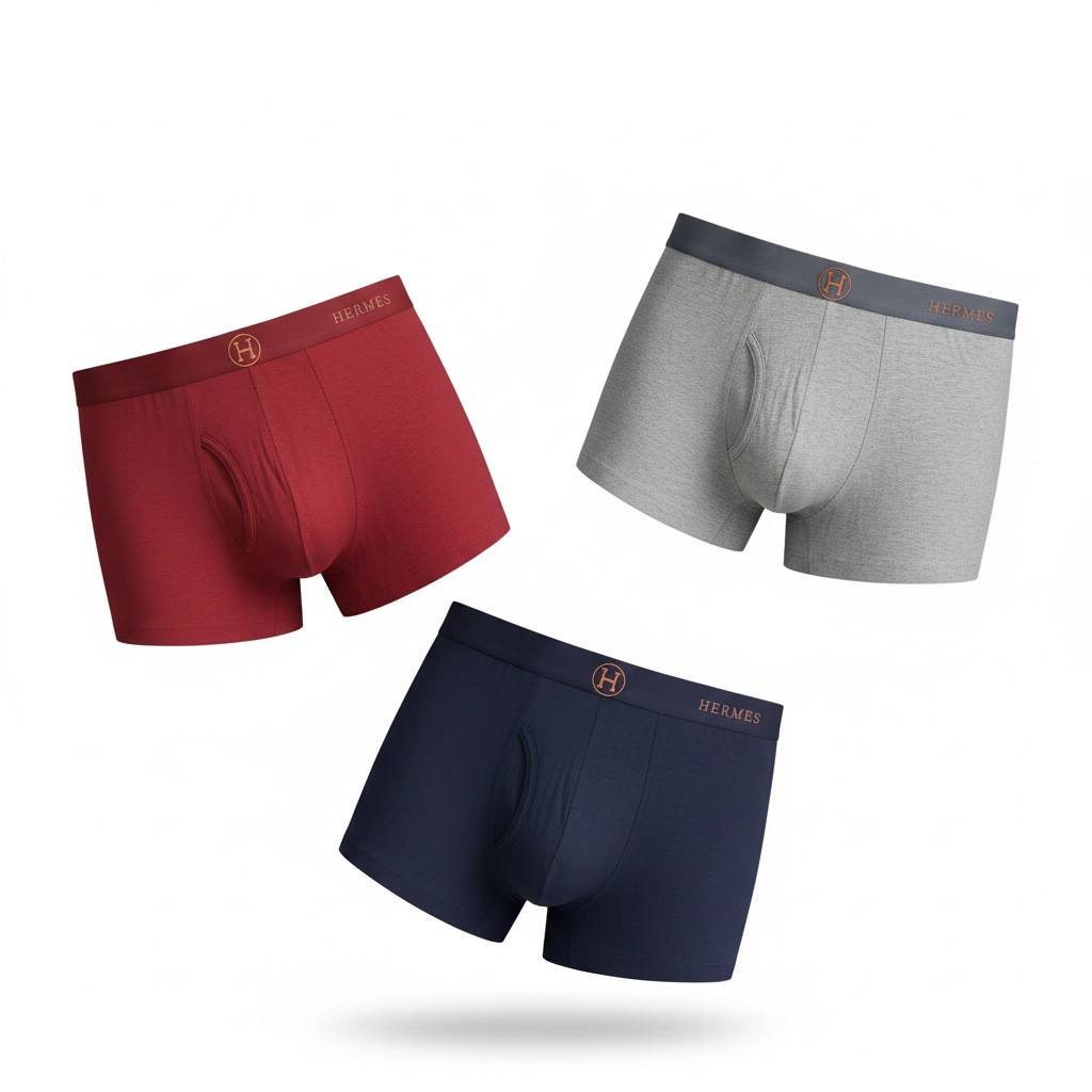 Hermès 3-Pack Premium Boxer Briefs 👑🩲 Luxury Everyday Comfort Set