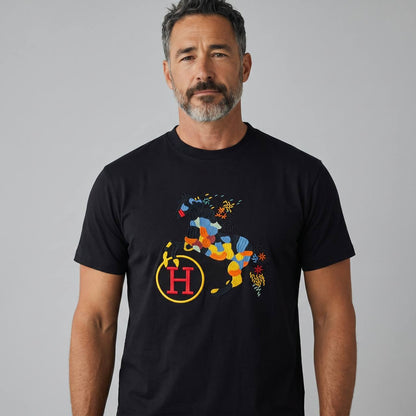 Hermès Artistic Horse Embroidered T-Shirt – Black Luxury Edition 🐎🖤