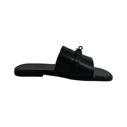 Hermès Black Double Strap Slides – Timeless Luxury Flat Sandals 🖤👡