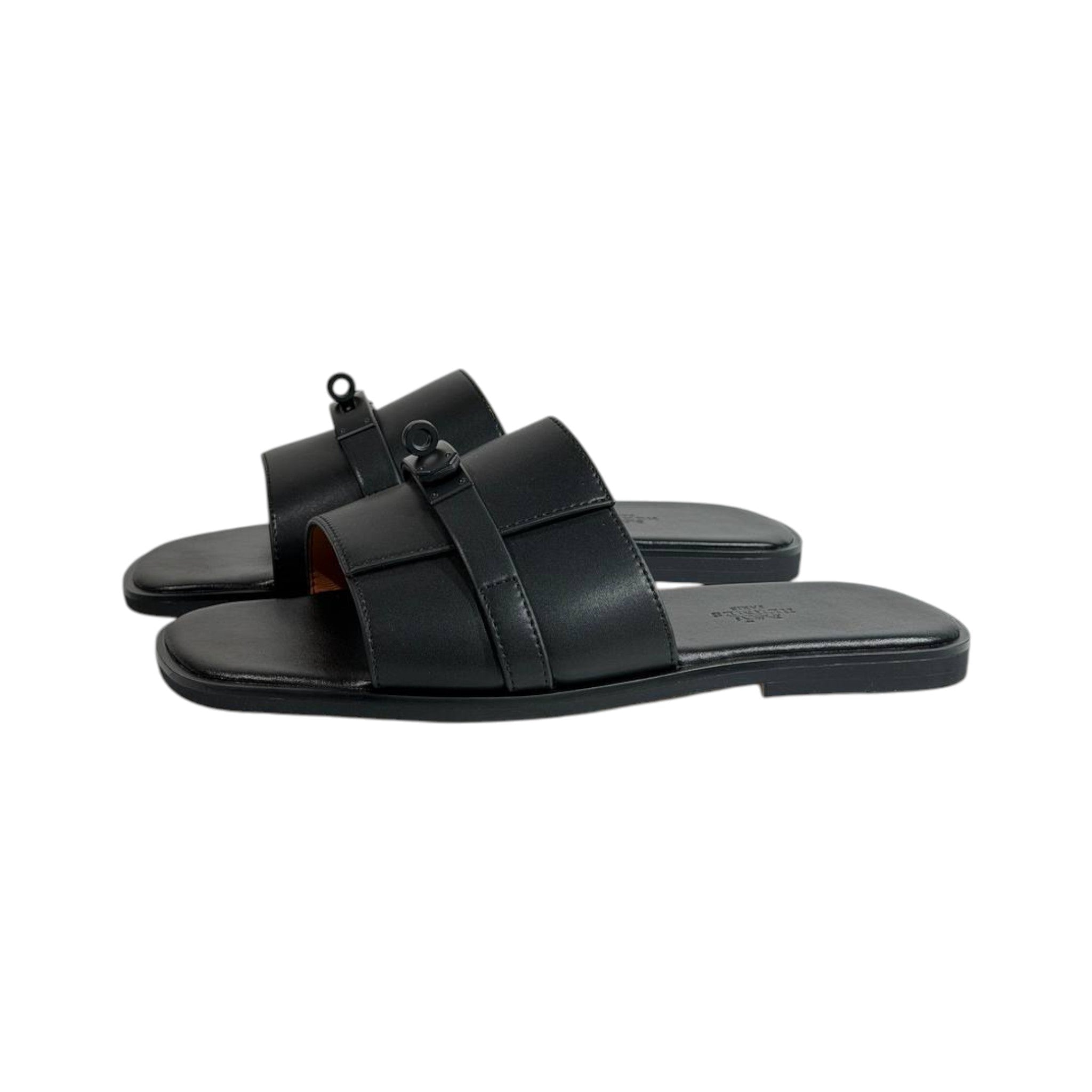 Hermès Black Double Strap Slides – Timeless Luxury Flat Sandals 🖤👡