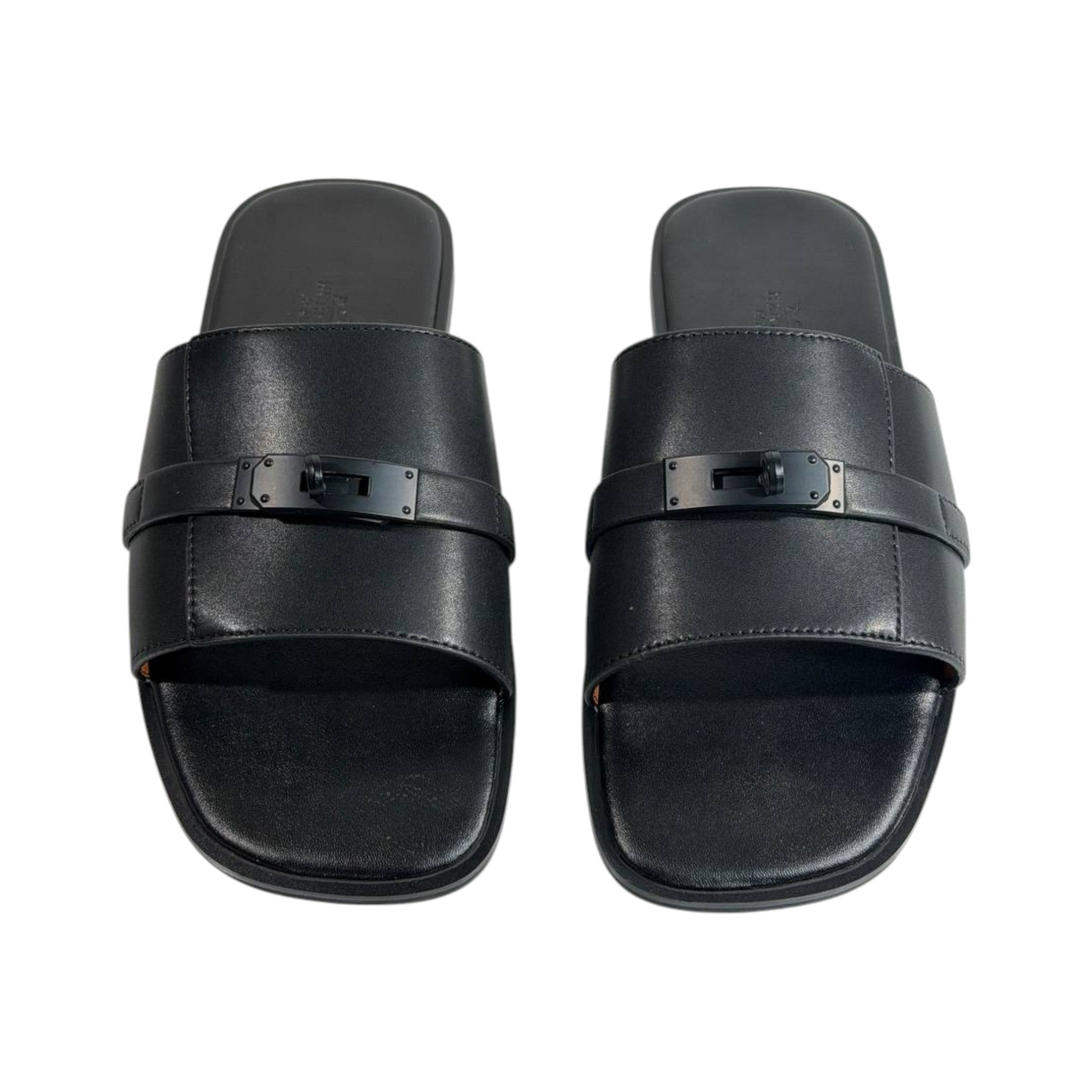 Hermès Black Double Strap Slides – Timeless Luxury Flat Sandals 🖤👡