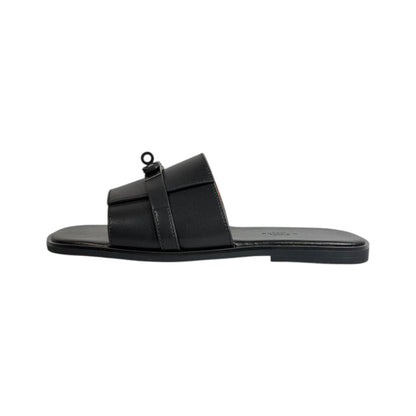 Hermès Black Double Strap Slides – Timeless Luxury Flat Sandals 🖤👡