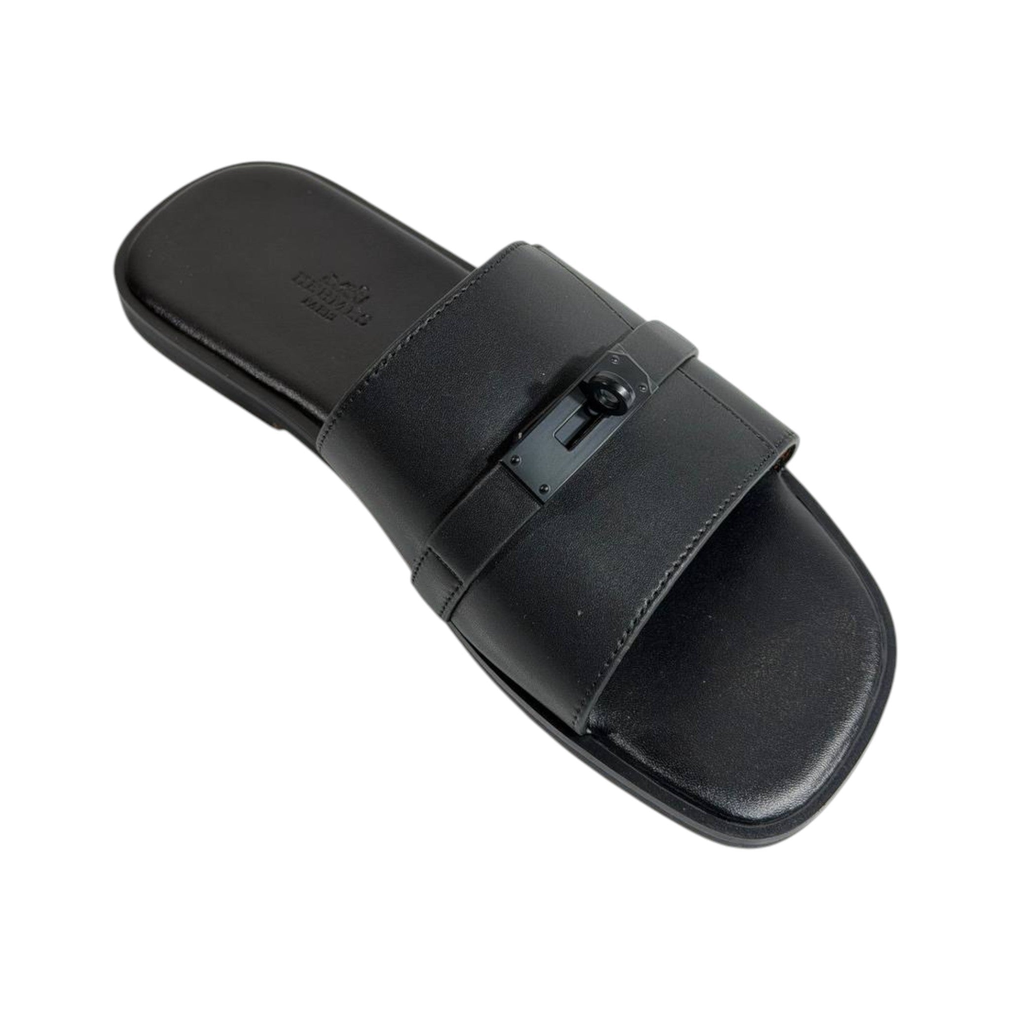 Hermès Black Double Strap Slides – Timeless Luxury Flat Sandals 🖤👡