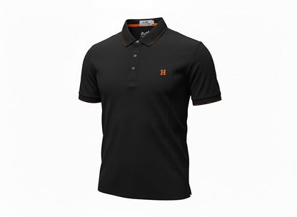 Hermès Black Polo Shirt 🖤🧡 Premium Minimal Icon