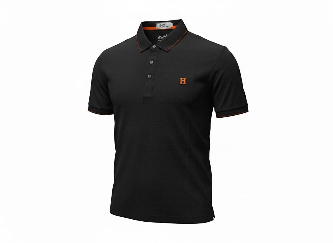 Hermès Black Polo Shirt 🖤🧡 Premium Minimal Icon