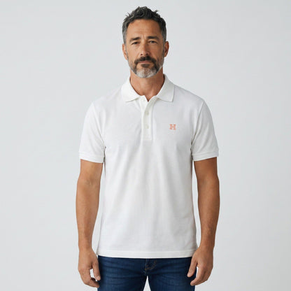 🧡 Hermès Essential Luxury White Polo – Refined Elegance Collection