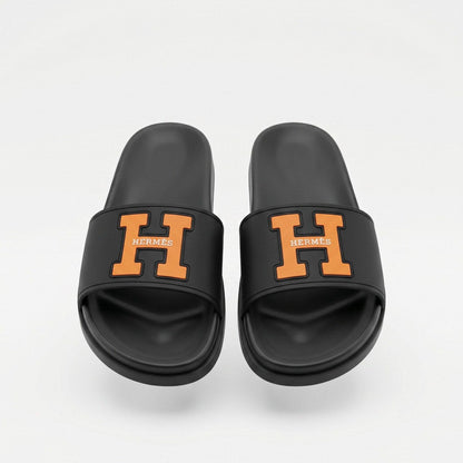 🖤🧡 Hermès H Logo Slide Sandals – Premium Men's Luxury Slides