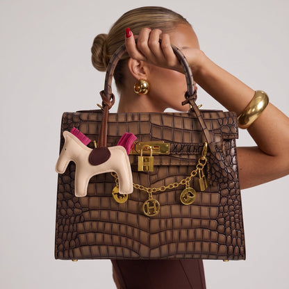 Hermès Kelly 32 Handbag – Brown Croc-Effect Top-Handle 👜