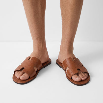 Hermès Men's Leather Slide — Tan