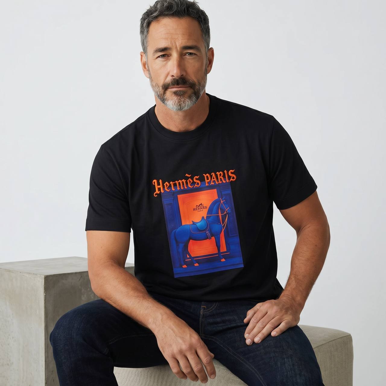 Hermès Paris Midnight Equestrian Graphic T-Shirt 🐎🌌