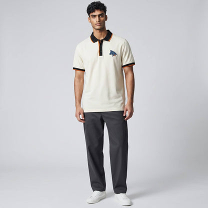 Hermes Premium Contrast Polo Shirt 🧡🤍 | Luxury Minimal Design Slim Fit Tee