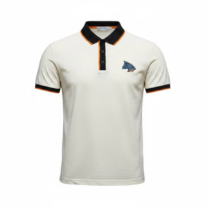 Hermes Premium Contrast Polo Shirt 🧡🤍 | Luxury Minimal Design Slim Fit Tee