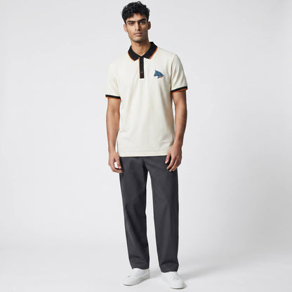 Hermes Premium Contrast Polo Shirt 🧡🤍 | Luxury Minimal Design Slim Fit Tee
