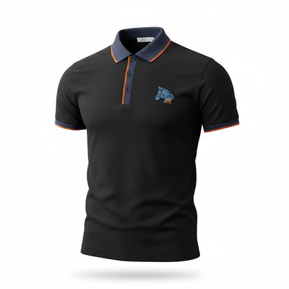 🖤 Hermes Style Black Polo Shirt – Contrast Trim Luxury Polo 👕✨