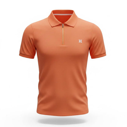 🧡 Hermes Style Orange Zip Polo – Premium Summer Statement Polo 👕✨