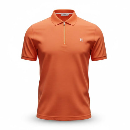 🧡 Hermes Style Orange Zip Polo – Premium Summer Statement Polo 👕✨