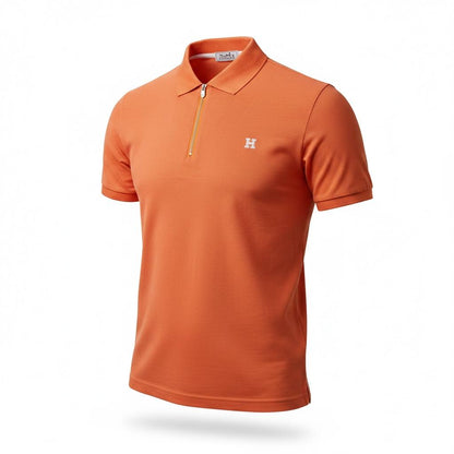 🧡 Hermes Style Orange Zip Polo – Premium Summer Statement Polo 👕✨