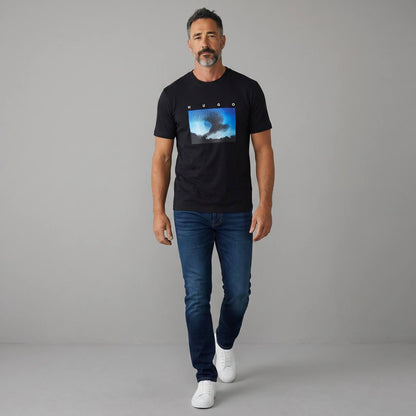 HUGO Abstract Graphic T-Shirt – Midnight Black 🌌🔥