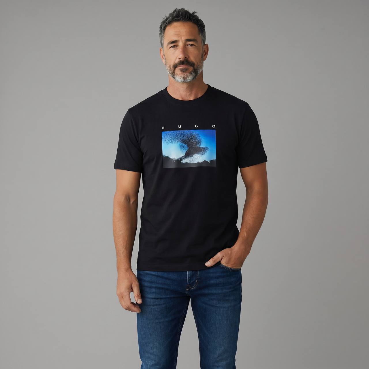 HUGO Abstract Graphic T-Shirt – Midnight Black 🌌🔥