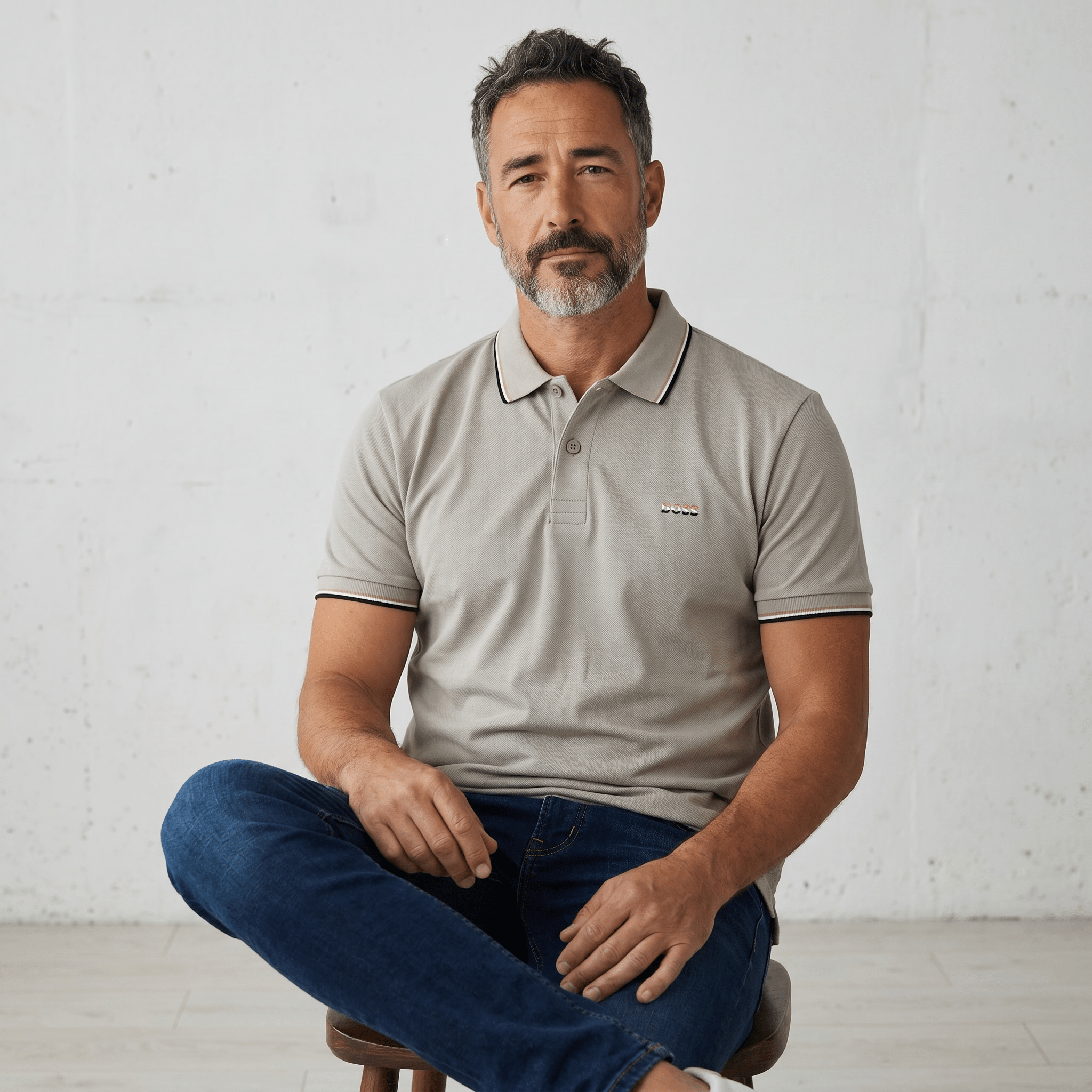🤍✨ Hugo Boss Beige Luxury Polo Shirt – Timeless Smart Casual Essential 👔🔥
