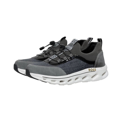 🩶🖤 Hugo Boss Grey & Black Luxury Runner Sneakers 👟⚡