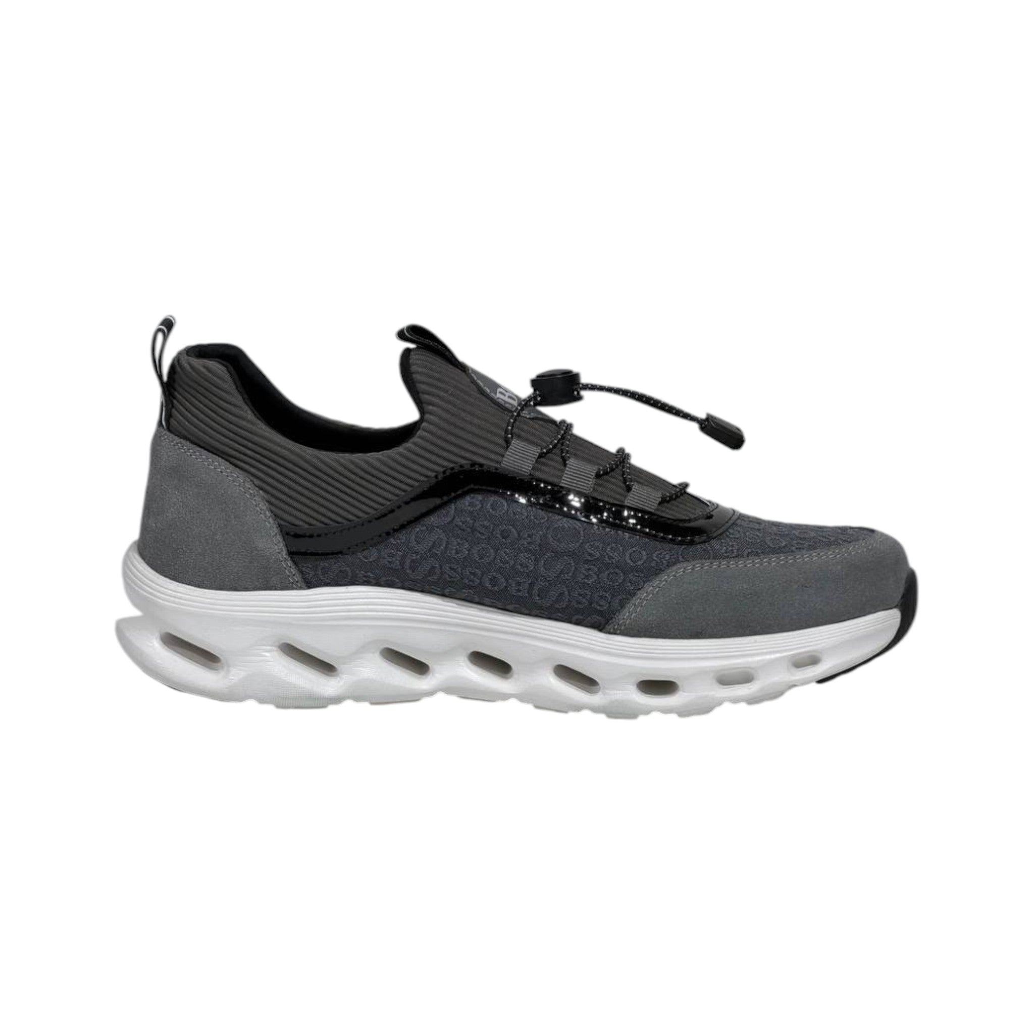 🩶🖤 Hugo Boss Grey & Black Luxury Runner Sneakers 👟⚡