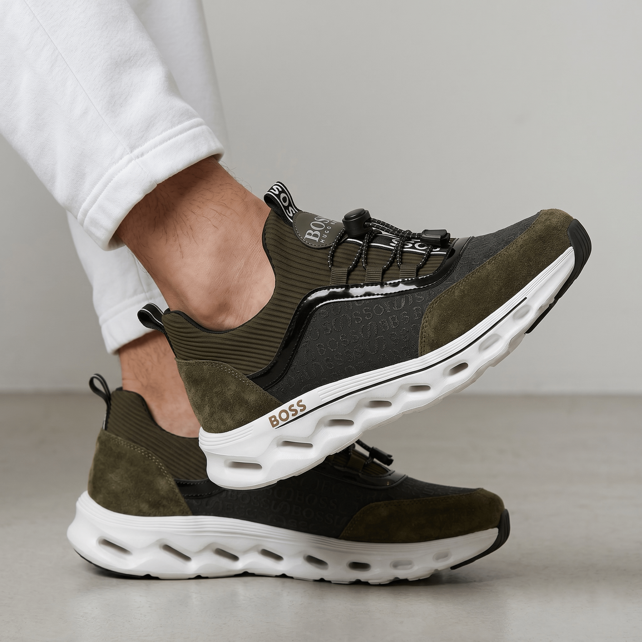 💚🖤 Hugo Boss Lightweight Slip-On Runner Sneakers 👟⚡